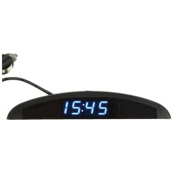 Termometru + voltmetru + ceas digital, cu leduri albastre, conectare la priza, pentru auto, tip III